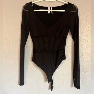 UO Out From Under Mesh Corset Bodysuit 🖤
